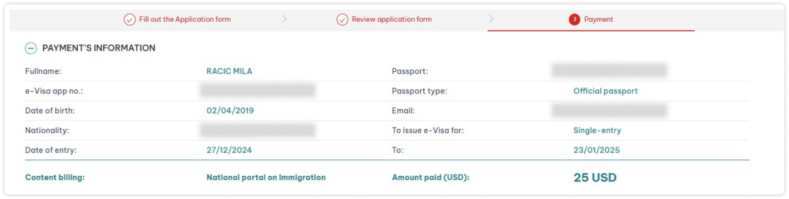  Check payment information
